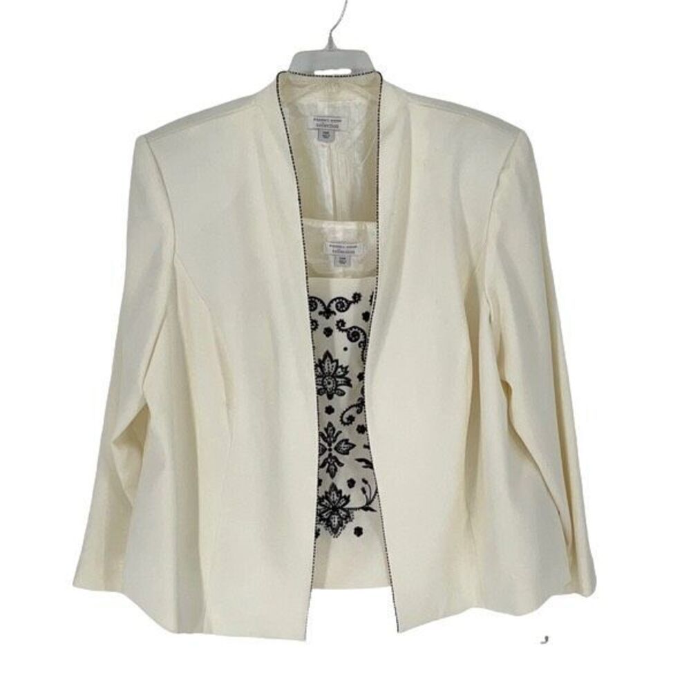 Dressbarn NWT Vintage Womens Embroidered Tank & Blazer Jacket 2Pc Set Off White